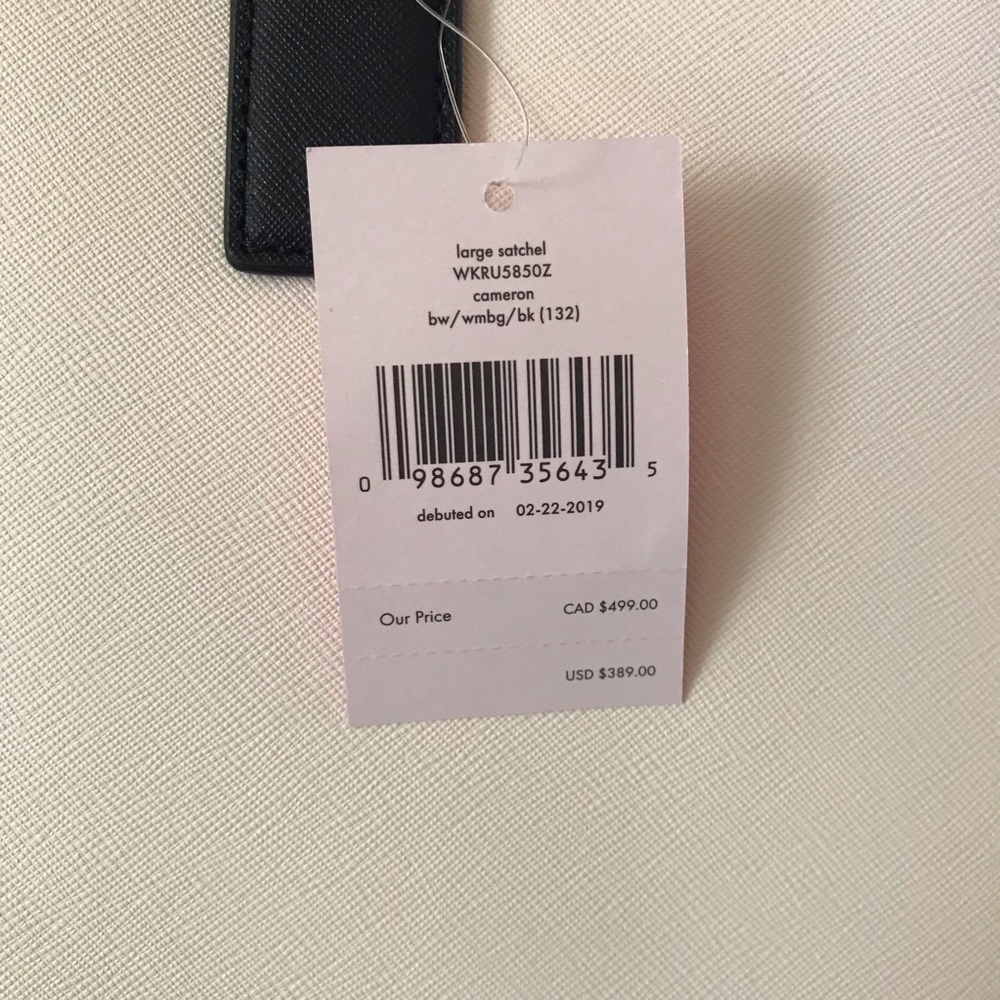 KATE SPADE LARGE SATCHEL BAG BEIGE BLACK CROSSBODY - Picture 7 of 8